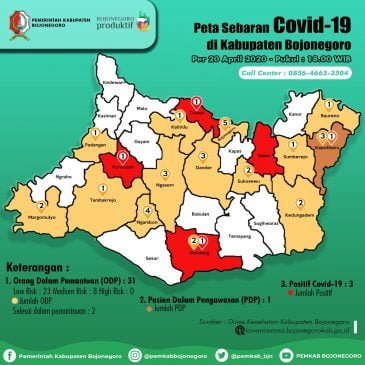 Gambar : Peta Sebaran covid-19 di Kabupaten Bojonegoro (20/04/2020) Gambar : Peta Sebaran covid-19 di Kabupaten Bojonegoro (20/04/2020)