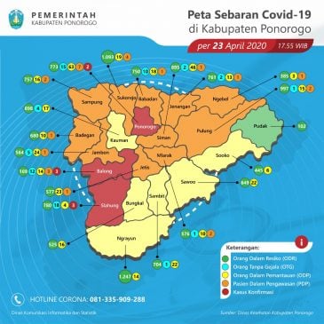 Peta gambar sebaran covid-19 di kabupaten Ponorogo. ( 23/04/202 ) Peta gambar sebaran covid-19 di kabupaten Ponorogo. ( 23/04/202 )